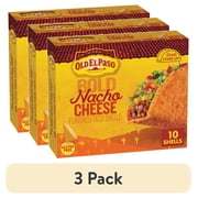 (3 pack) Old El Paso Stand 'N Stuff Bold Nacho Cheese Flavored Taco Shells, 10 Count, 5.4 oz