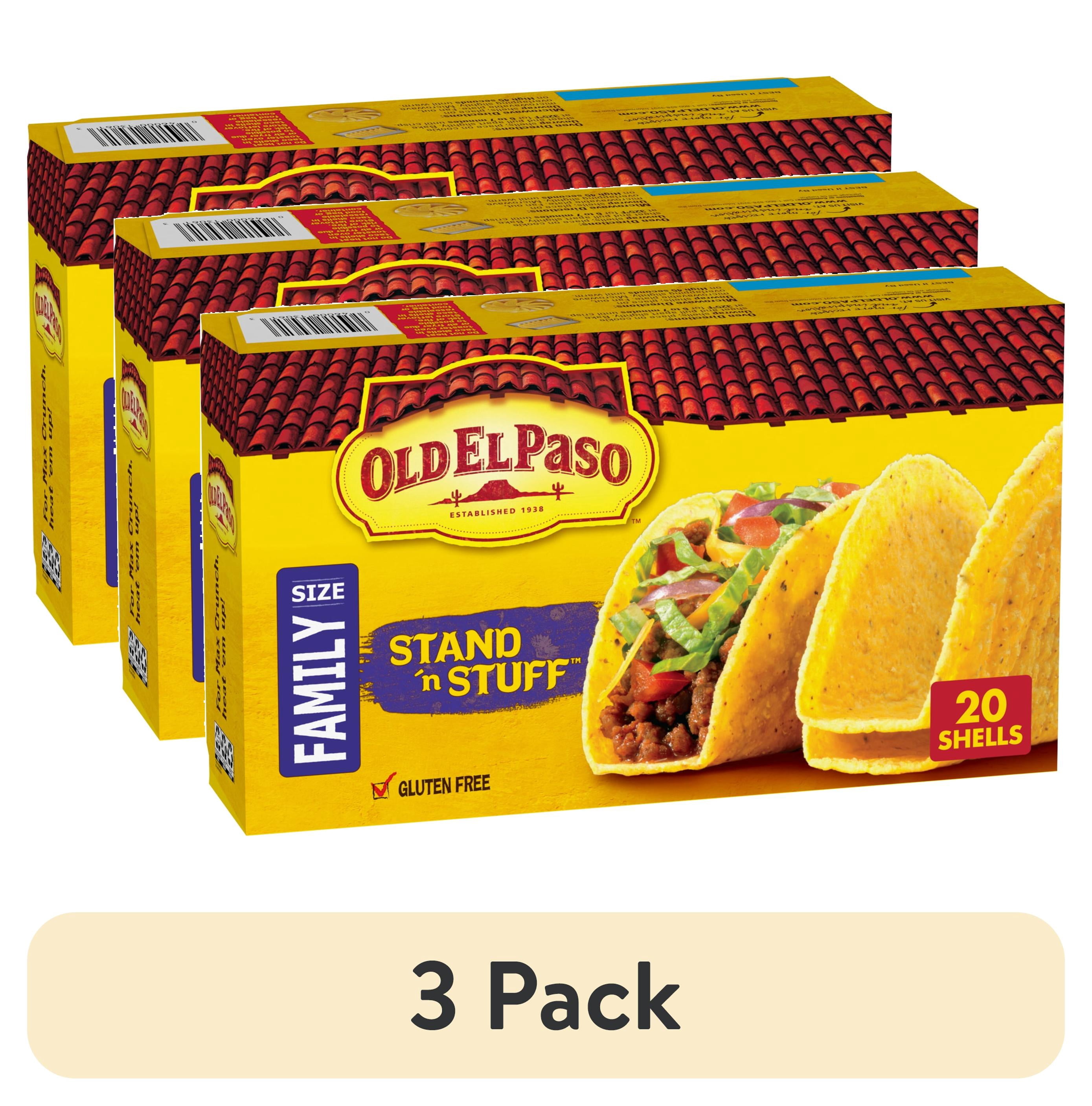 (3 pack) Old El Paso Gluten Free Stand 'N Stuff Taco Shells, Family Size (20 Taco Shells)