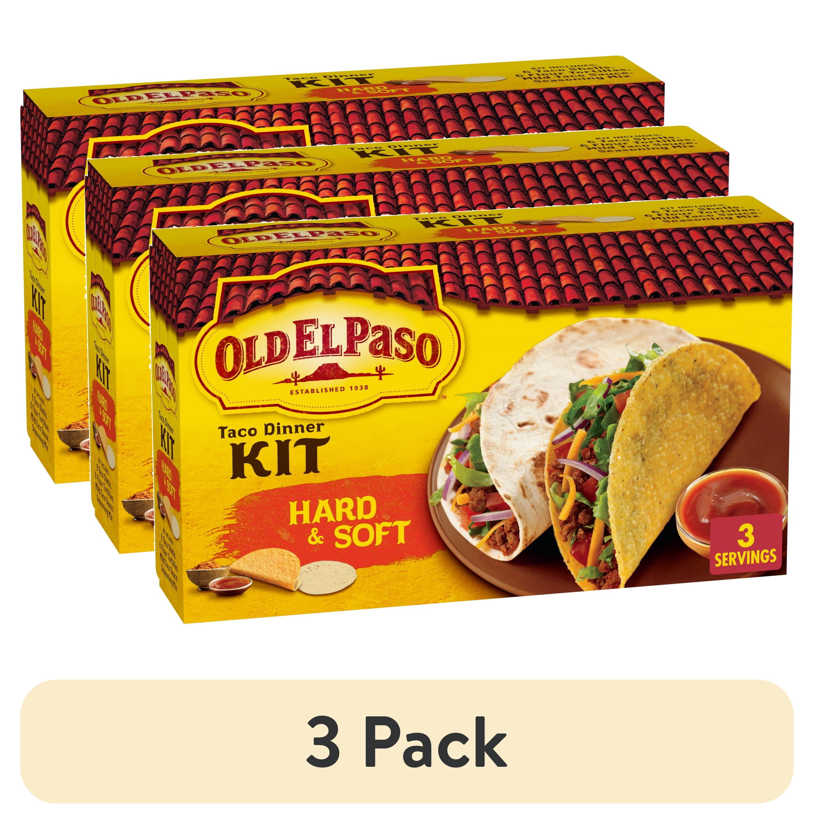 3 pack) Old El Paso Hard and Soft Taco Dinner Kit, Meal Prep, 12