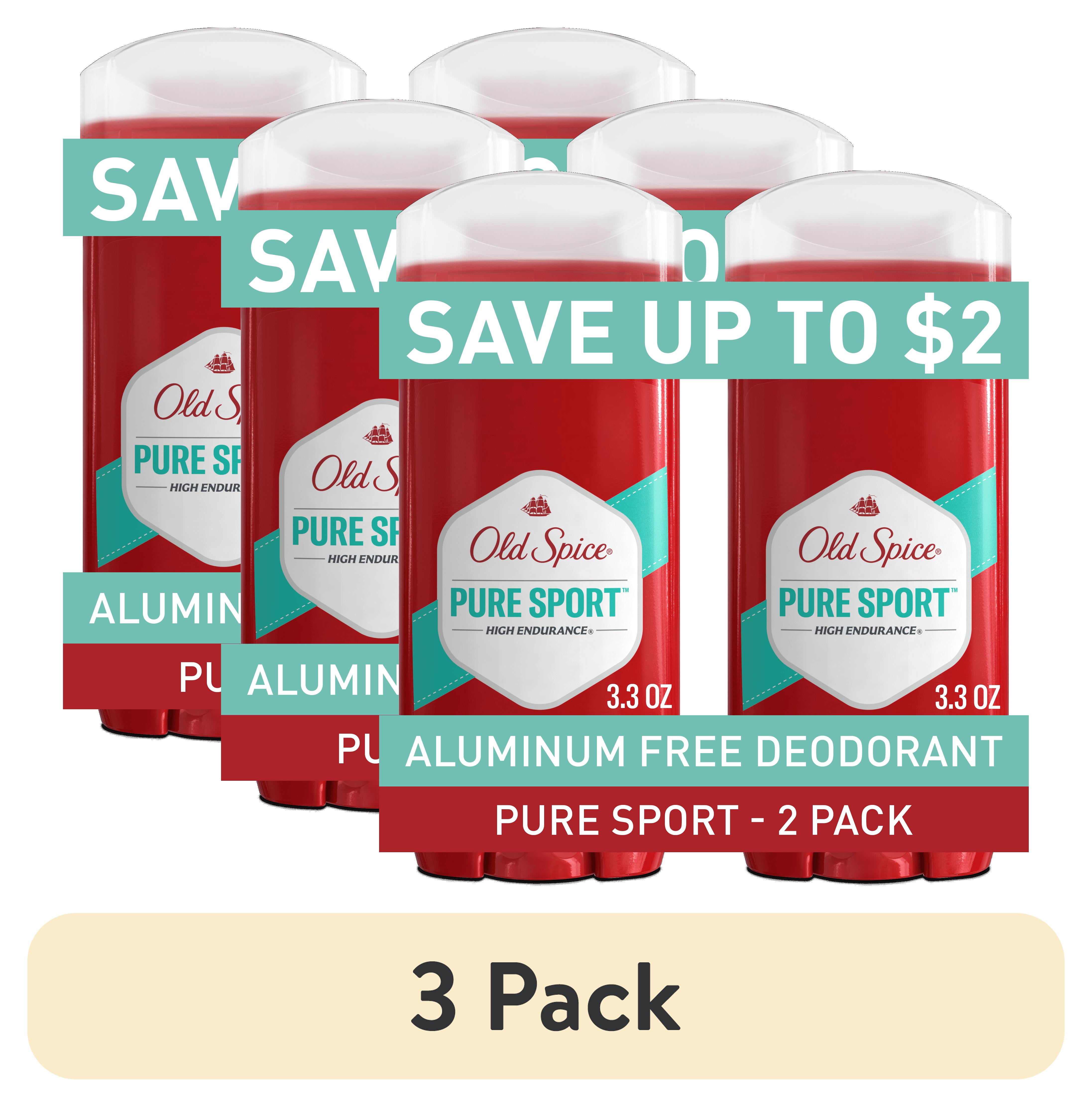 (3 pack) Old Spice Deodorant for Men, Aluminum Free, High Endurance Pure Sport, 3.4 oz, Twin Pack