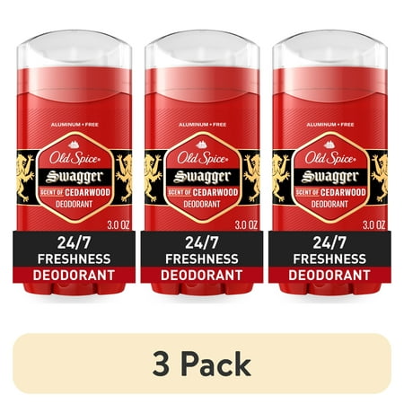 (3 pack) Old Spice Aluminum Free Deodorant for Men, Invisible Solid Stick, Swagger, 3.0 oz
