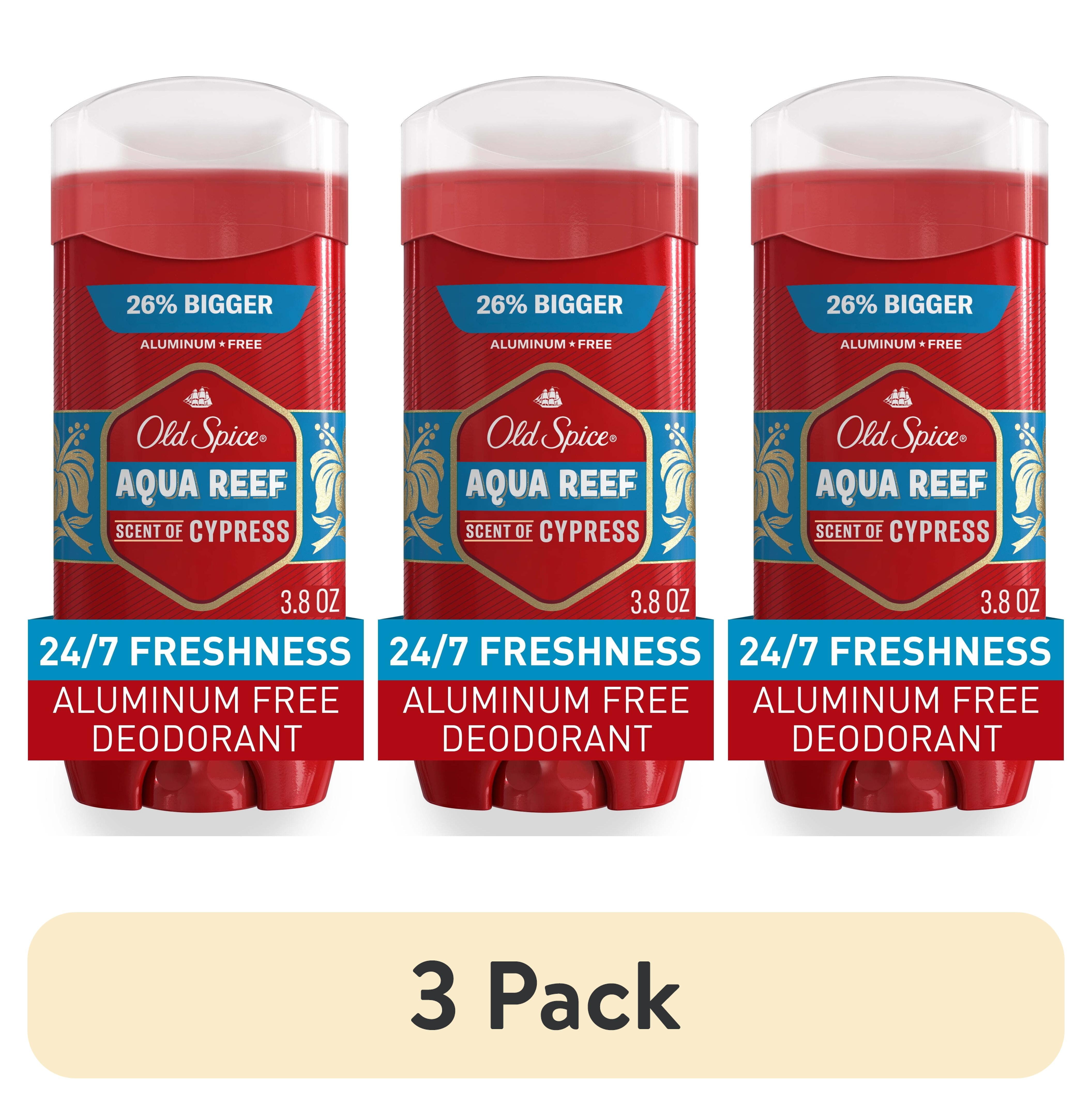 3 pack) Old Spice Aluminum Free, Men's Deodorant, Aqua Reef, 3.8oz