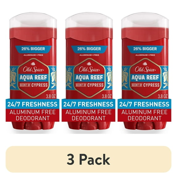 (3 pack) Old Spice Aluminum Free, Men's Deodorant, Aqua Reef, 3.8oz