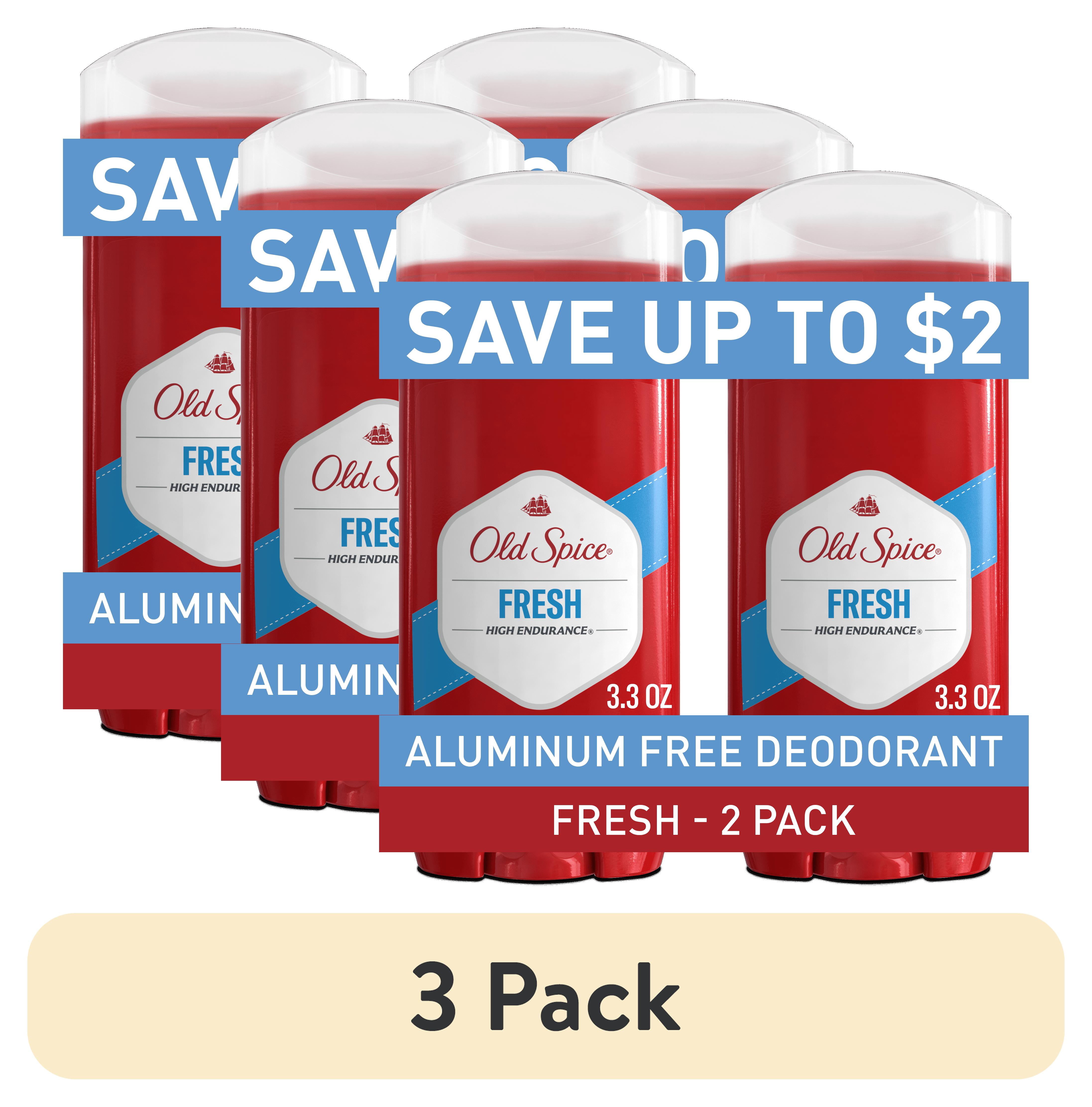 (3 pack) Old Spice Aluminum Free Men's Deodorant, Invisible Solid Stick, High Endurance Fresh, 3.4 oz (2 Pack)