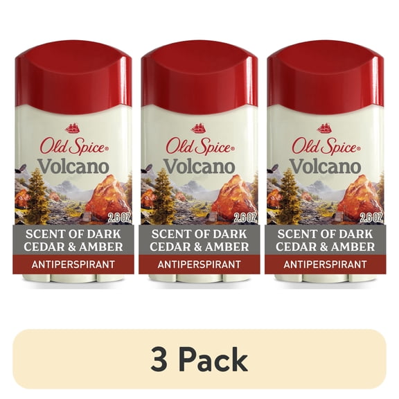 (3 pack) Old Spice Antiperspirant Deodorant for Men, Invisible Solid Stick, Volcano with Charcoal, 2.6 oz