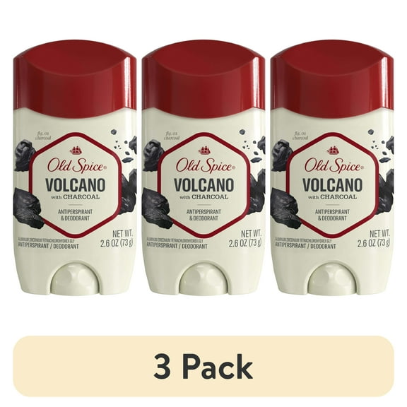 (3 pack) Old Spice Antiperspirant Deodorant for Men, Invisible Solid Stick, Volcano with Charcoal, 2.6 oz