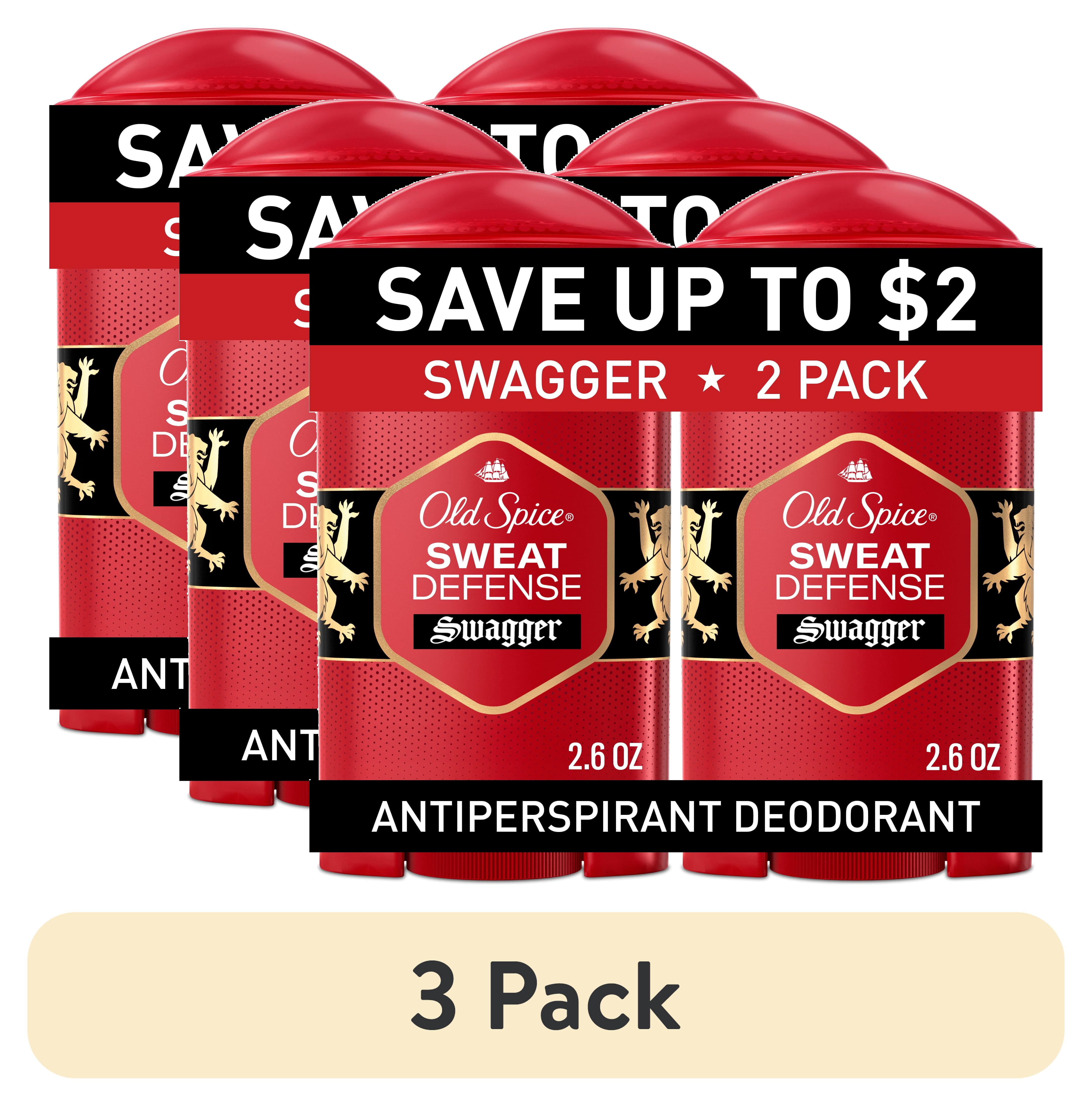 (3 pack) Old Spice Antiperspirant Deodorant for Men, Soft Solid Stick, Sweat Defense, Swagger, 2.6 oz (2 Pack)