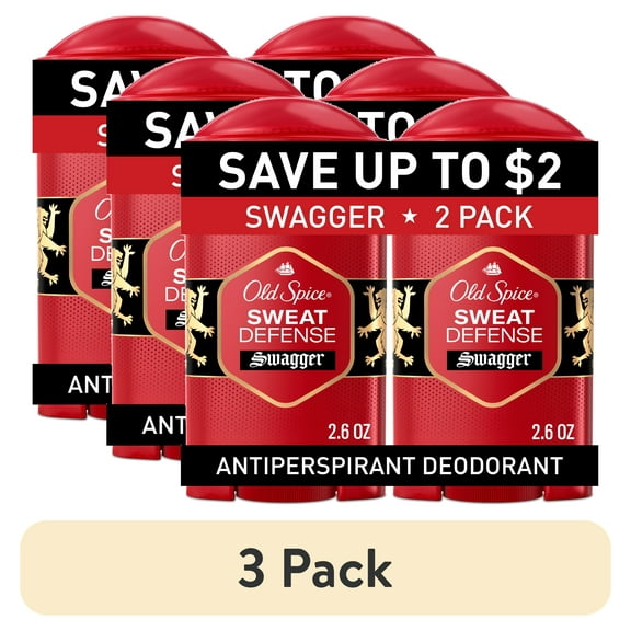 (3 pack) Old Spice Antiperspirant Deodorant for Men, Soft Solid Stick, Sweat Defense, Swagger, 2.6 oz (2 Pack)