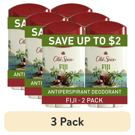 (3 pack) Old Spice Deodorant for Men, Antiperspirant Deodorant, Invisible Solid Stick, Fiji, 2.6 oz (2 Pack)