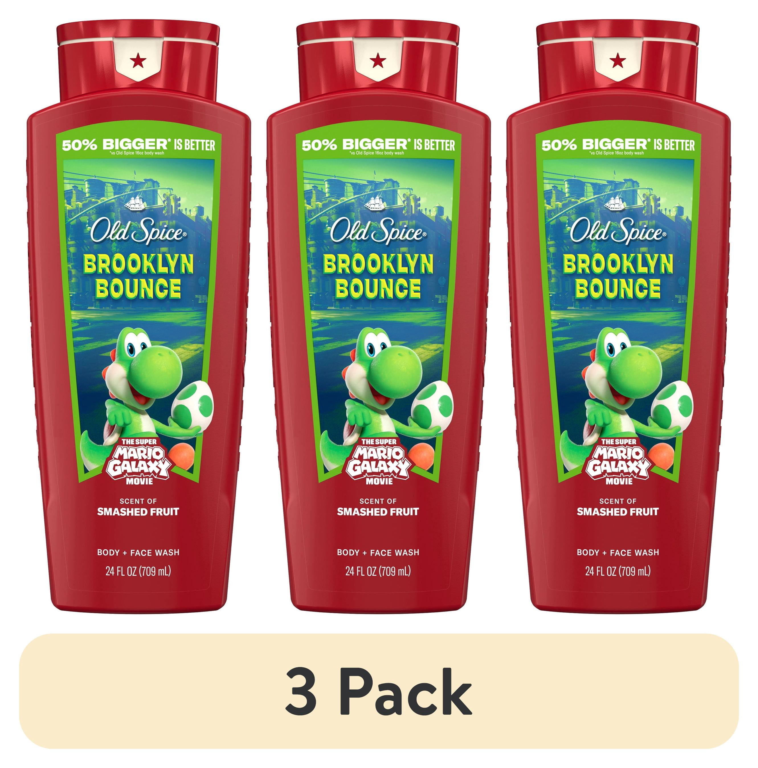 (3 pack) Old Spice Body Wash for Men, Brooklyn Bounce, Scent of Smashed Fruit, Old Spice x The Super Mario Galaxy Movie, 24 fl oz