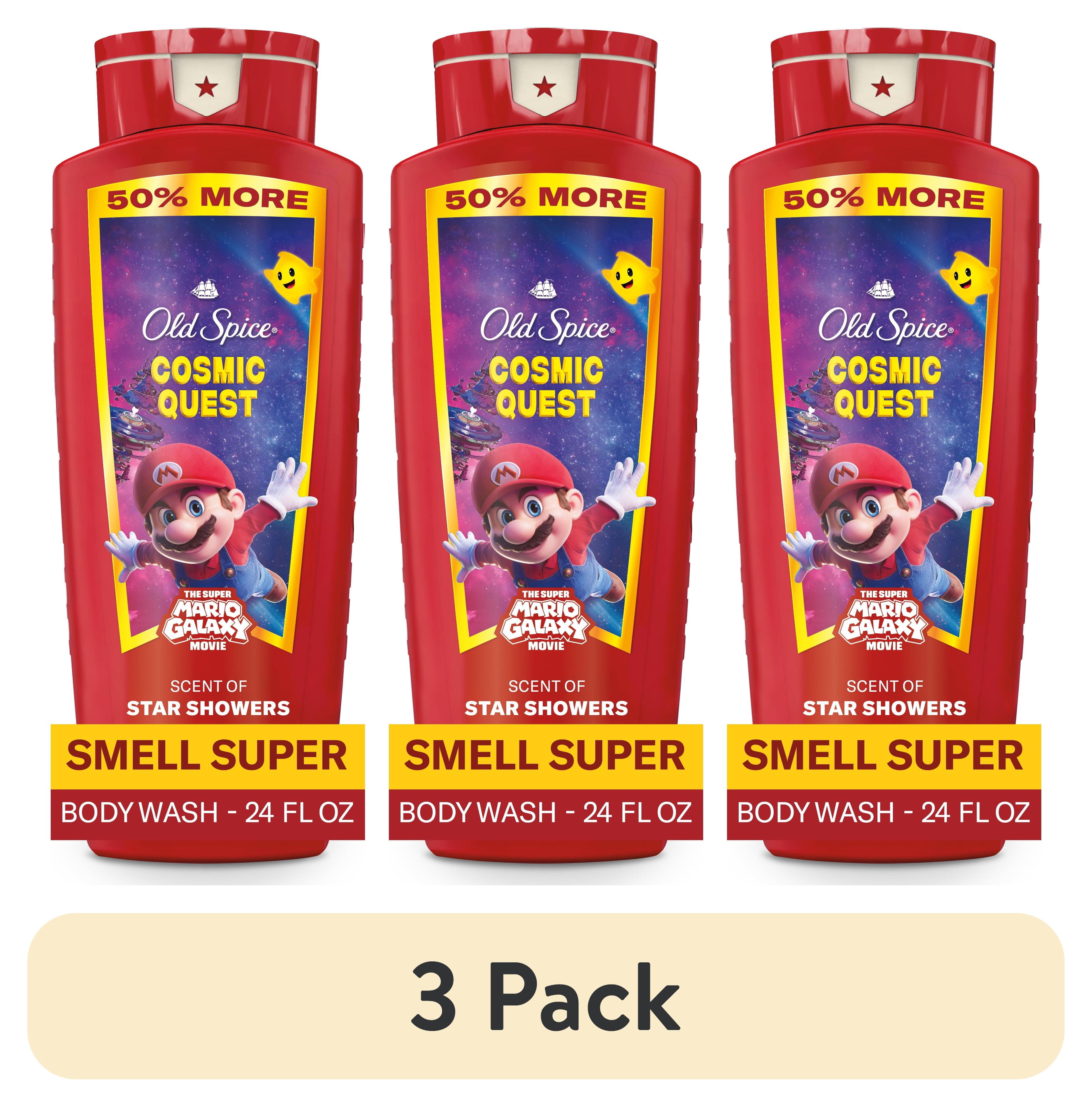 (3 pack) Old Spice Body Wash for Men, Cosmic Quest, Scent of Star Showers, Old Spice x The Super Mario Galaxy Movie, 24/7 Shower Fresh, 24 fl oz