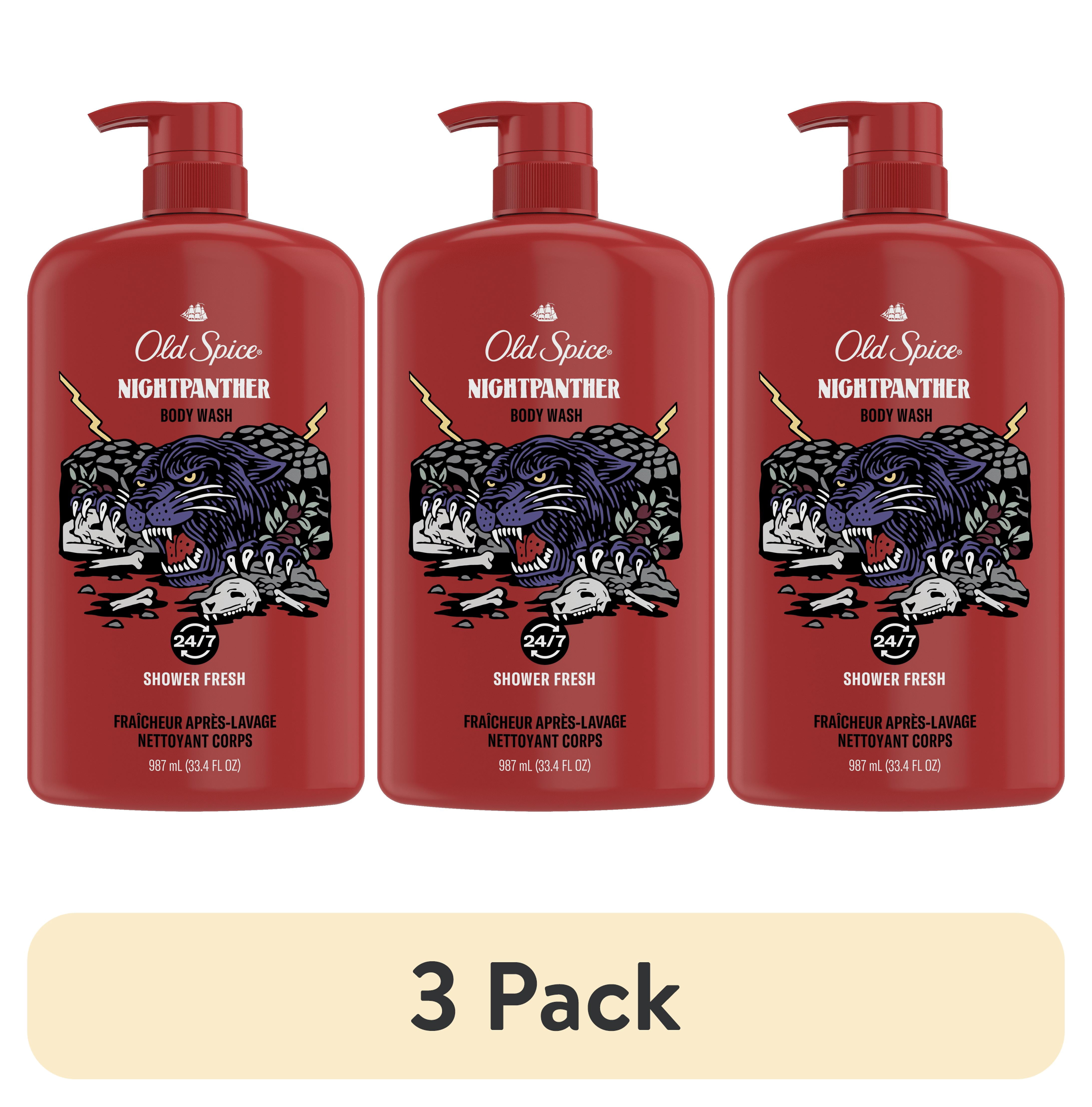 (3 pack) Old Spice Body Wash for Men, NightPanther, Long Lasting Lather, for All Skin Types, 30 fl oz