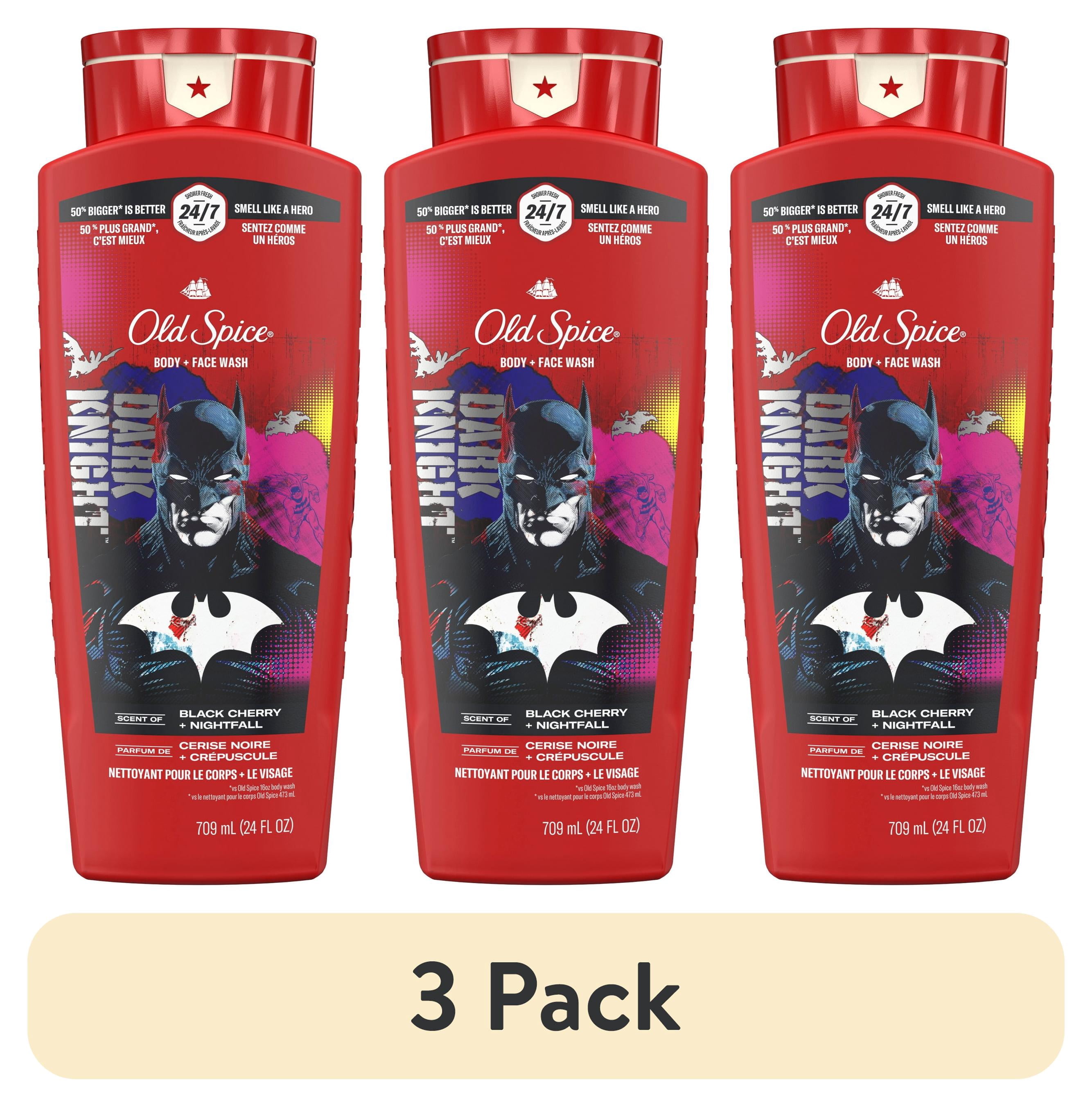 (3 pack) Old Spice GentleMan's Batman 2-in-1 Body and Face Wash, Black Cherry and Nightfall, 24 fl oz