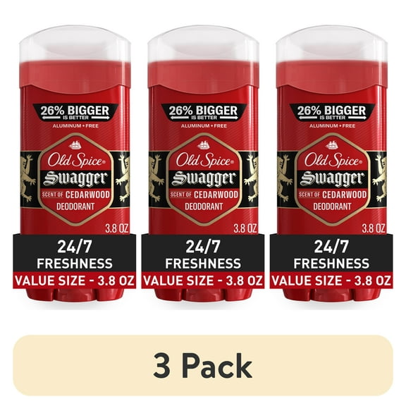 (3 pack) Old Spice Deodorant for Men, Aluminum Free, Invisible Solid Stick, Swagger, 3.8oz