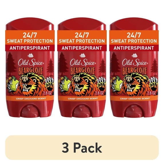 (3 pack) Old Spice Deodorant for Men, Invisible Solid, Antiperspirant Deodorant Stick for Men, Bearglove, 2.6 oz