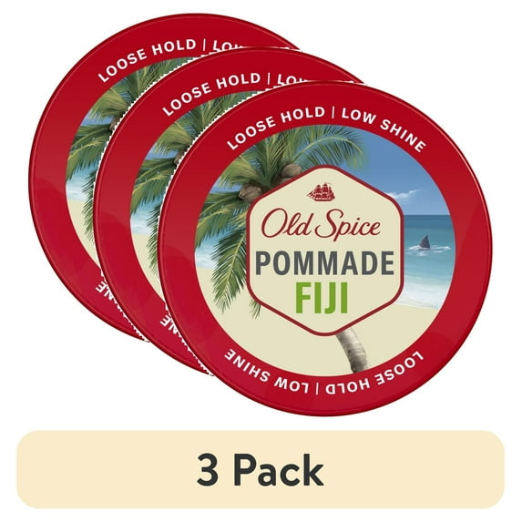 (3 pack) Old Spice Fiji Pomade for Men, Loose Hold, Low Shine, Men's Hair Styling Pomade, 2.22 oz