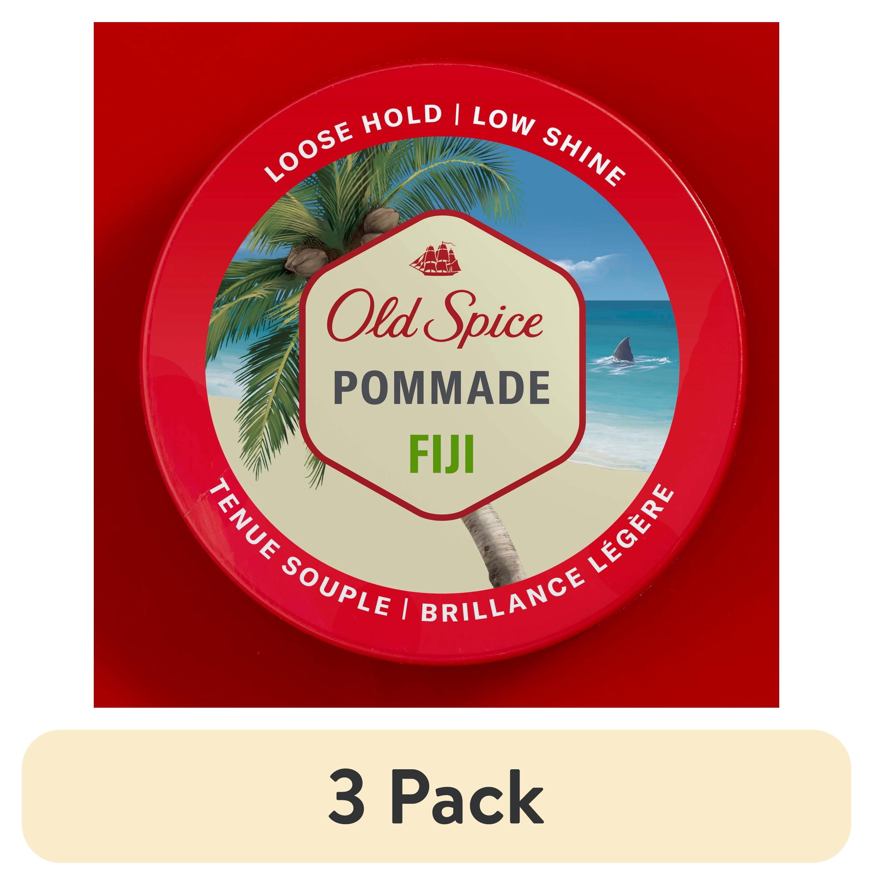 (3 pack) Old Spice Fiji Hair Styling Pomade for Men, Loose Hold, Low Shine, 2.22 oz