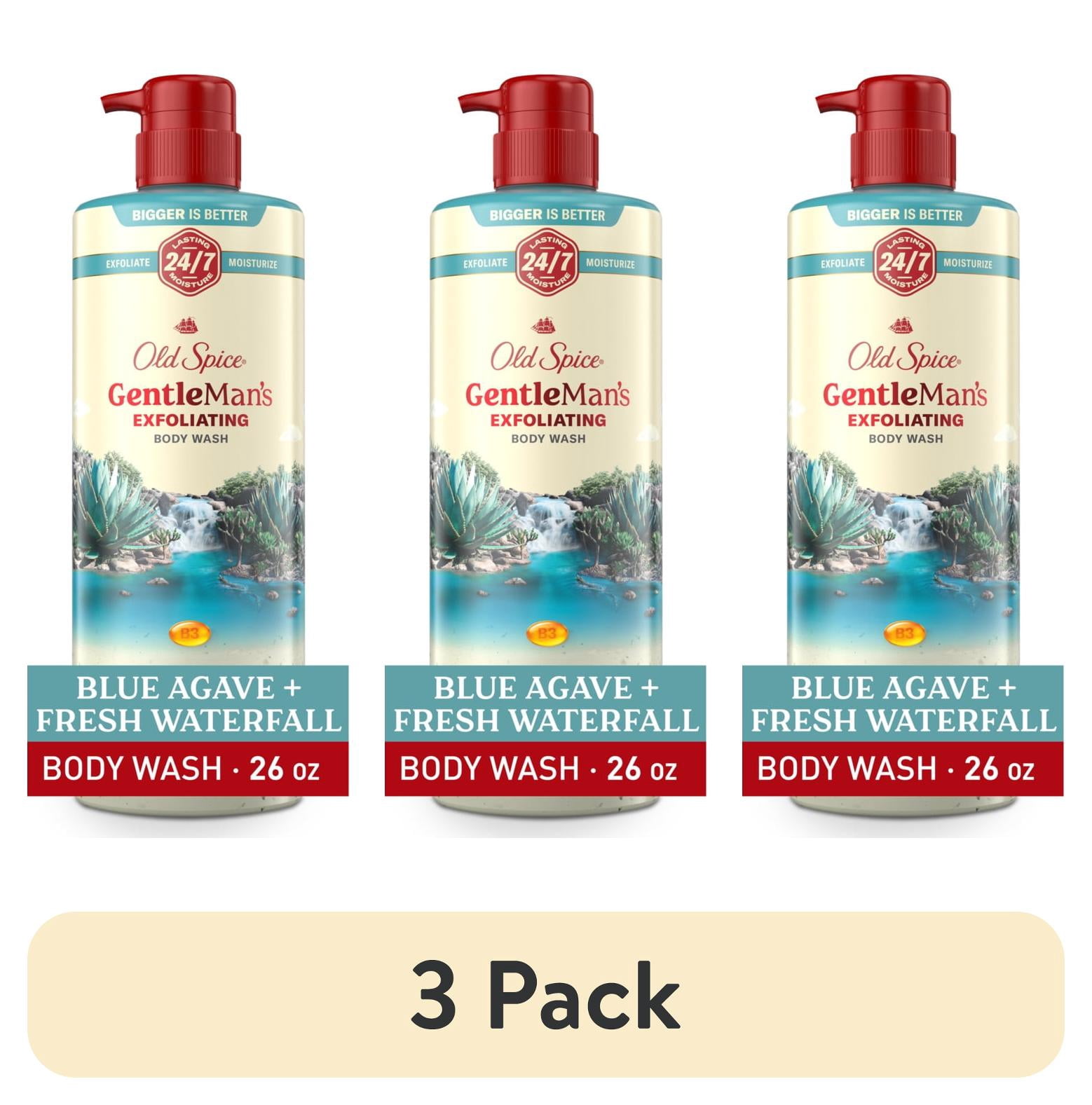 (3 pack) Old Spice GentleMan's Exfoliating Body Wash Pump, Scent of Blue Agave + Fresh Waterfall, 24/7 Shower Fresh, 26oz