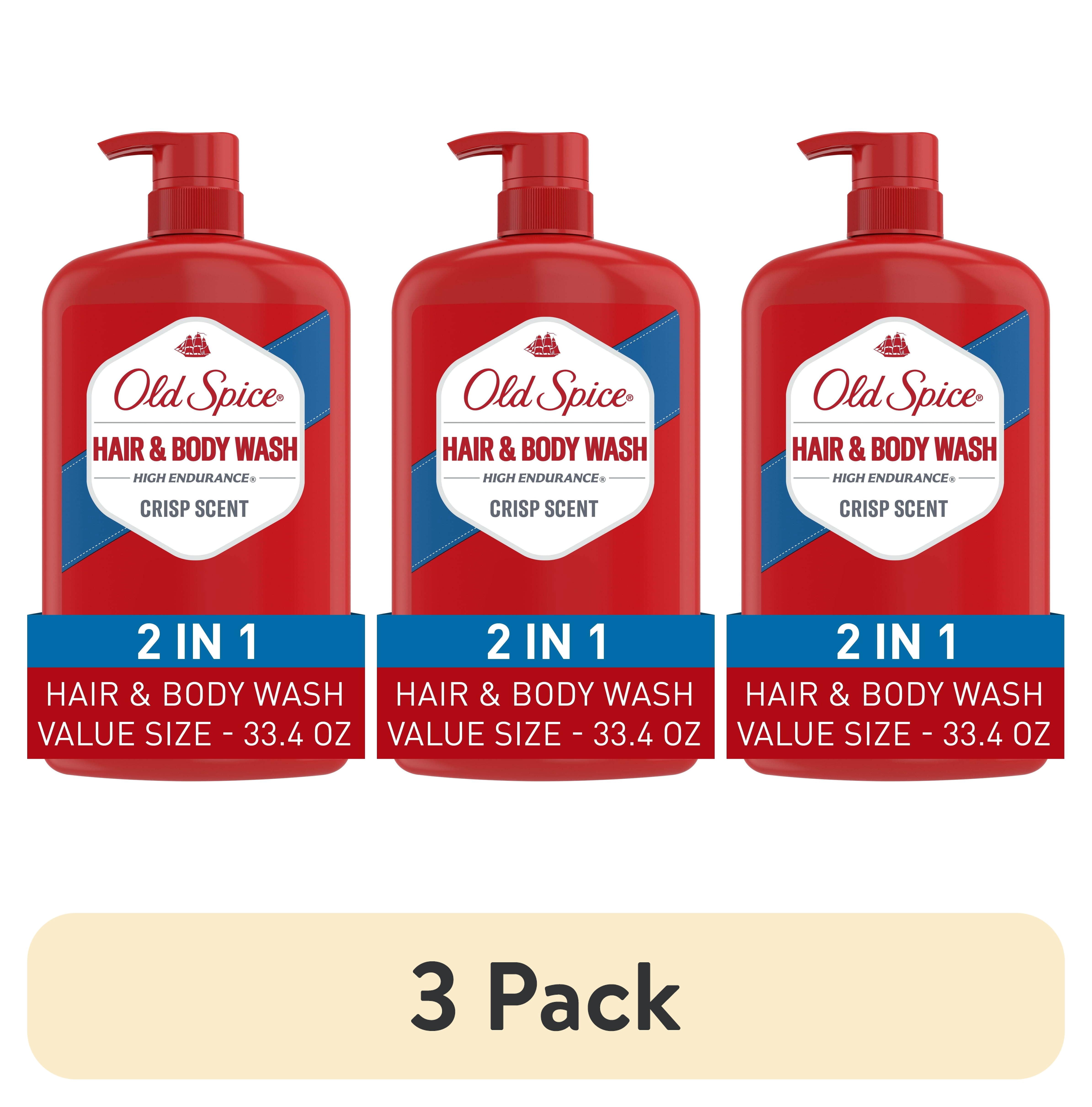 (3 pack) Old Spice High Endurance Hair & Body Wash for Men, Crisp Scent, 33.4 fl oz