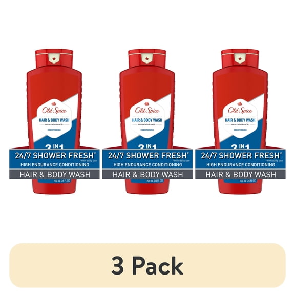 (3 pack) Old Spice Men's 3-in-1 Shampoo Conditioner & Body Wash, High Endurance, 24 fl oz