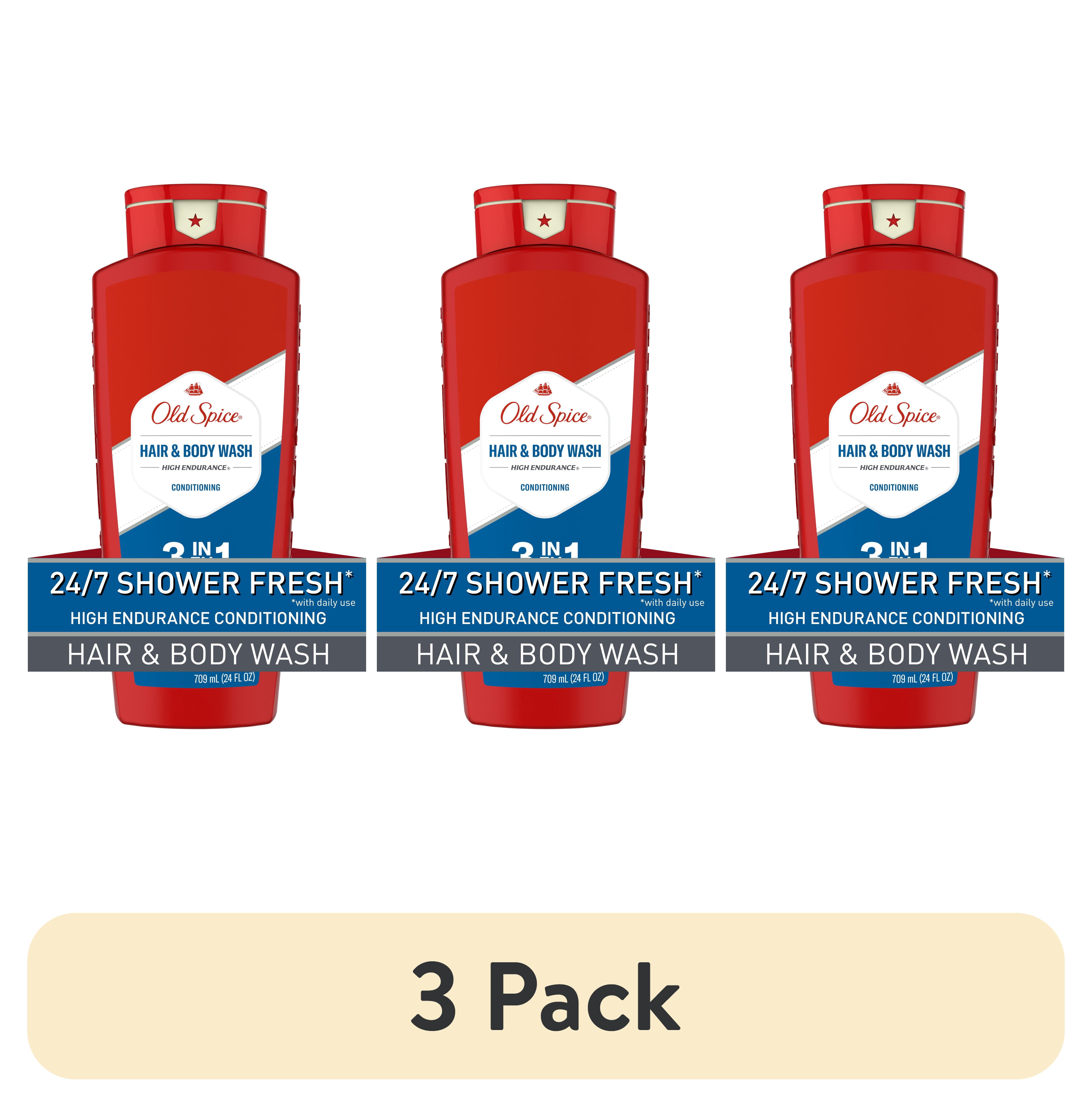 (3 pack) Old Spice High Endurance Men's 3-in-1 Shampoo Conditioner & Body Wash, 24 fl oz