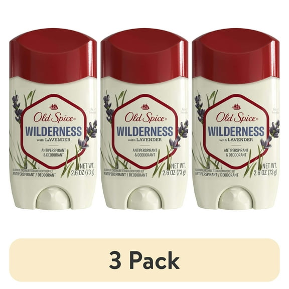 (3 pack) Old Spice Men's Antiperspirant Deodorant Invisible Solid Stick, Wilderness with Lavender, 2.6oz