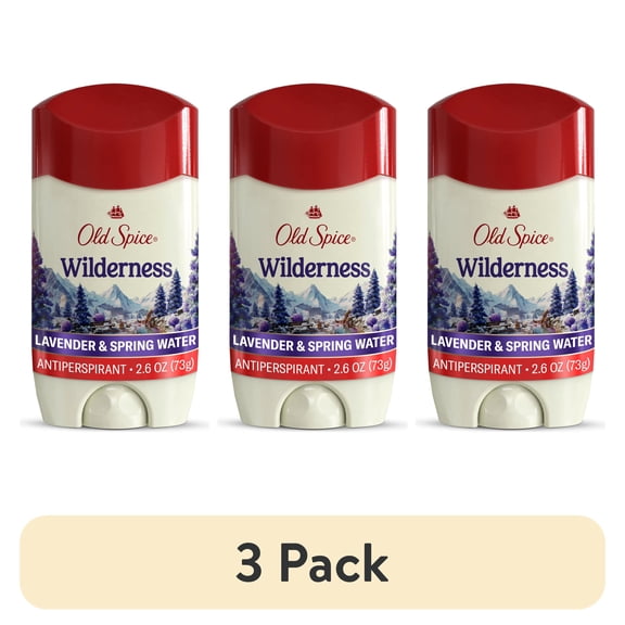 (3 pack) Old Spice Deodorant for Men, Antiperspirant, Wilderness-Lavender Spring Water, 24/7 Sweat Protection, 2.6 oz