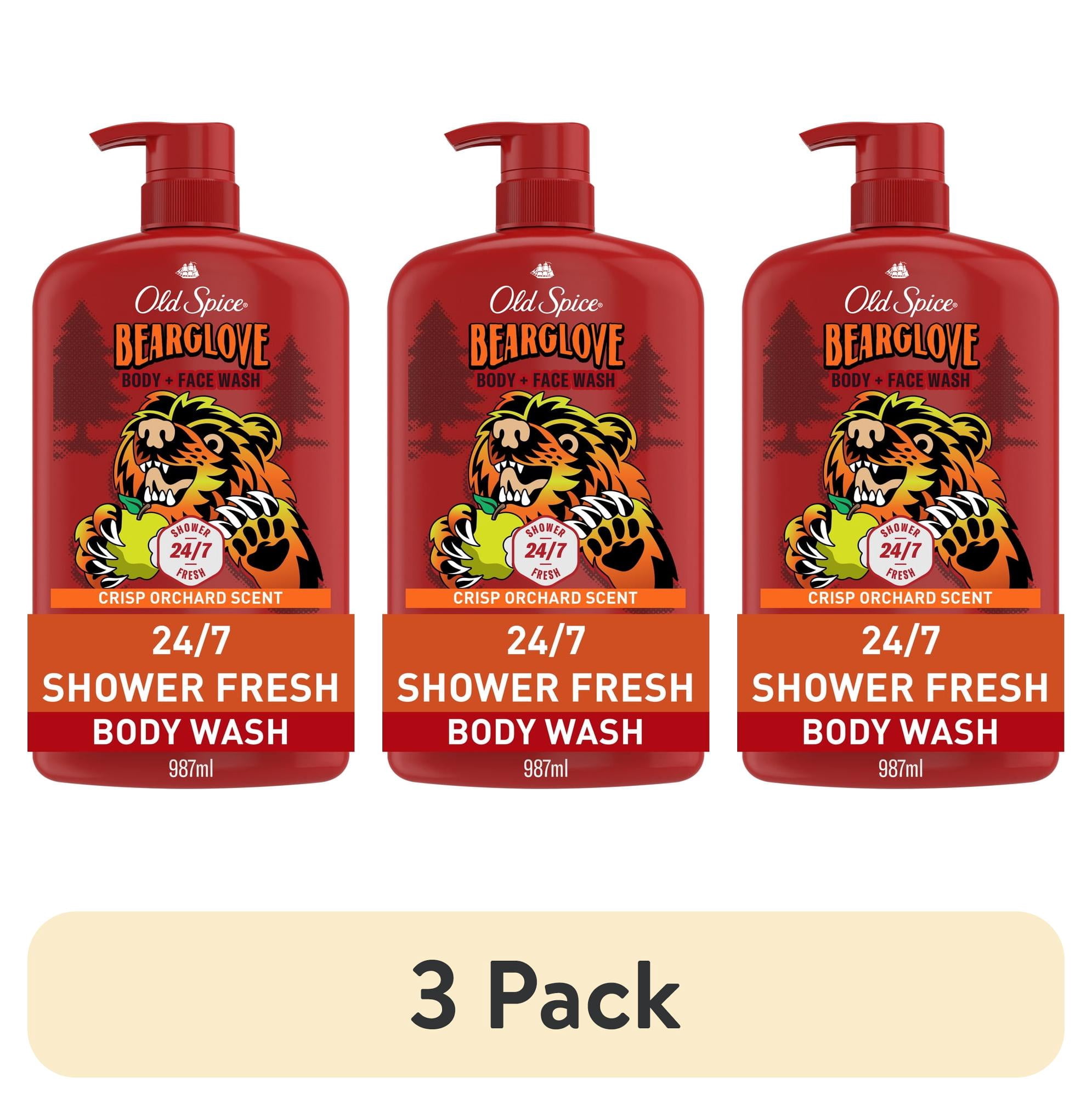 (3 pack) Old Spice Men's Body Wash, Bearglove, Long Lasting Lather, 33.4 fl oz