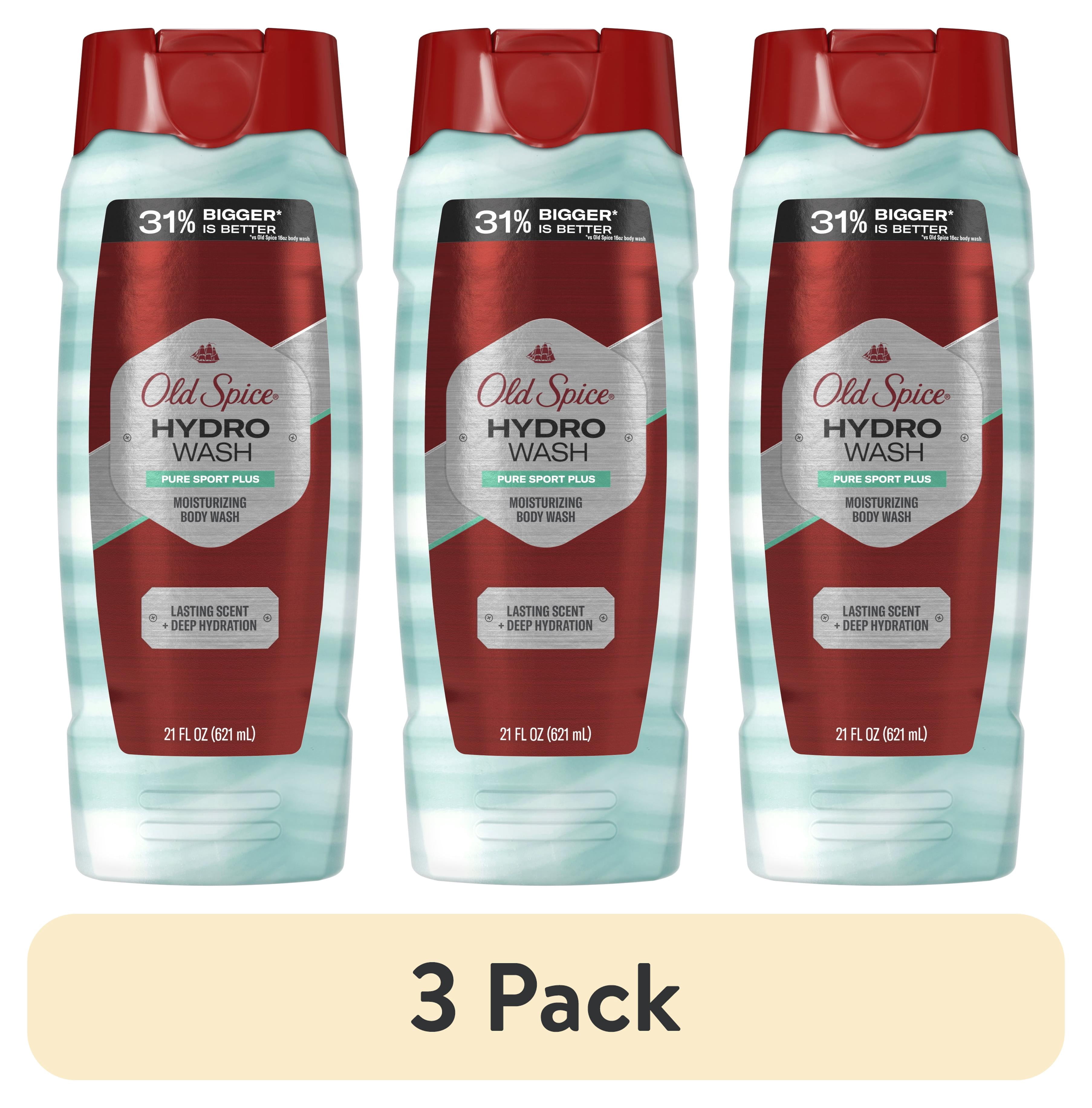 (3 pack) Old Spice Men's Body Wash Moisturizing Hydro Wash Pure Sport Plus, 21 oz