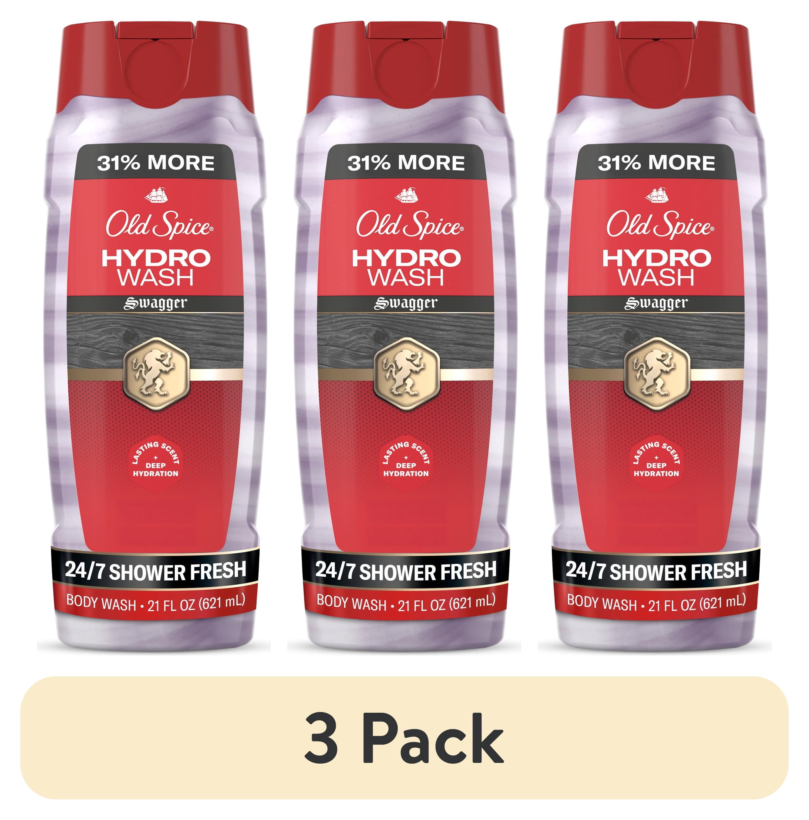 (3 pack) Old Spice Body Wash for Men, Hydro Wash Swagger, 24/7 Shower Fresh, 21 fl oz