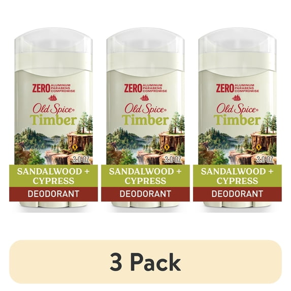 (3 pack) Old Spice Men's Deodorant, Aluminum-Free, Invisible Solid Stick, Timber with Sandalwood, 3oz