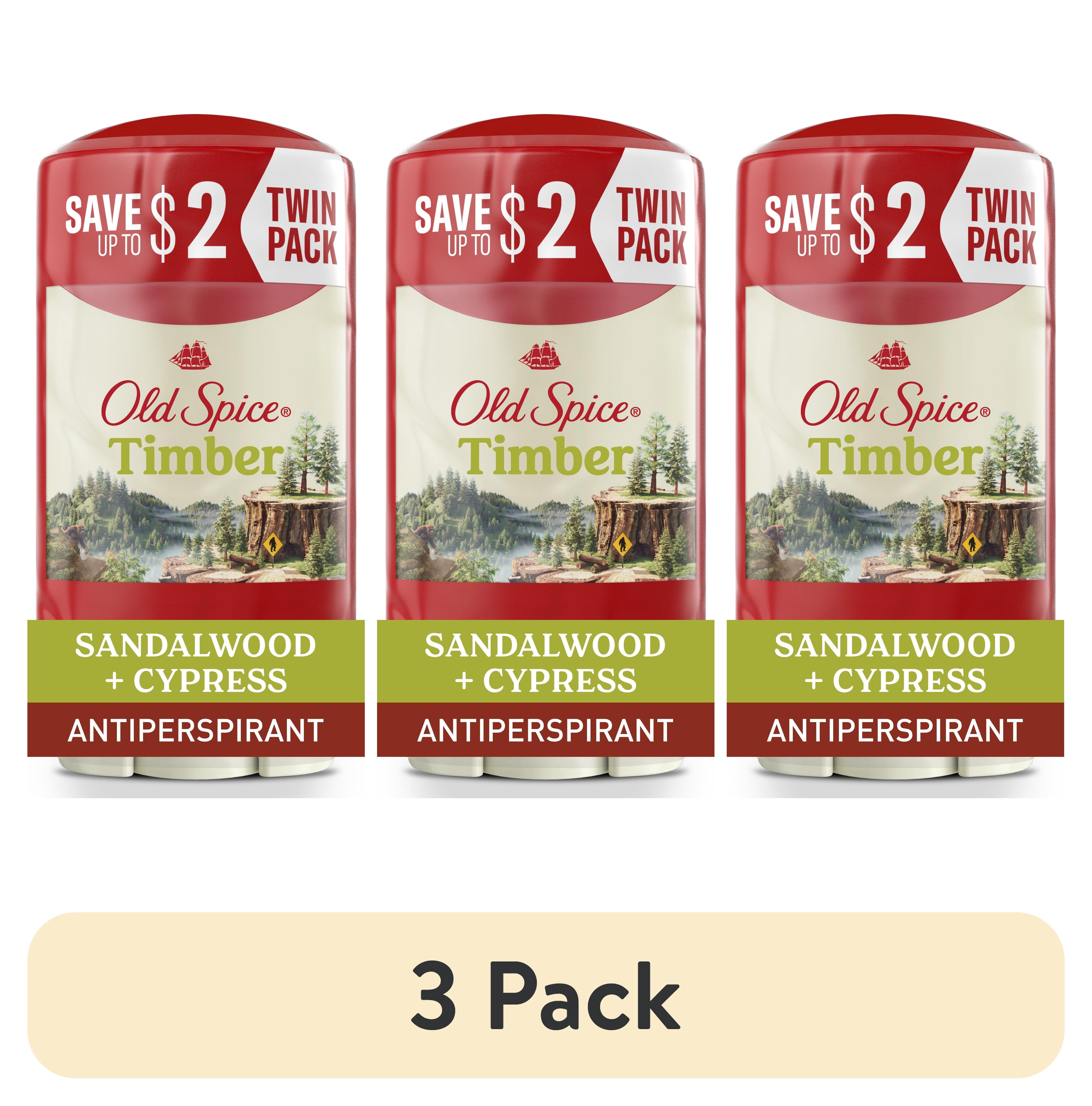(3 pack) Old Spice Men's Deodorant, Antiperspirant Deodorant Stick, Timber with Sandalwood, 2.6 oz (2 Pack)