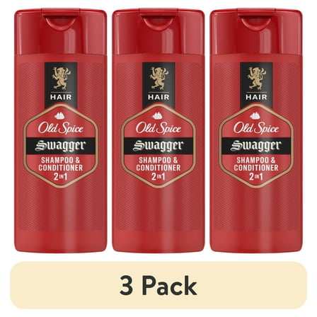 (3 pack) Old Spice Swagger 2in1 Shampoo and Conditioner for Men, Travel Size, 3 fl oz