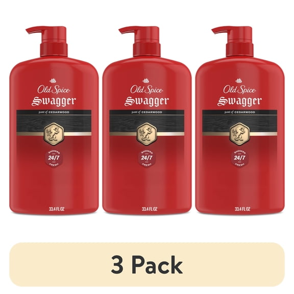 (3 pack) Old Spice Body Wash for Men, Red Collection Shower Fresh +Lasting Swagger Scent, 33.4 fl oz