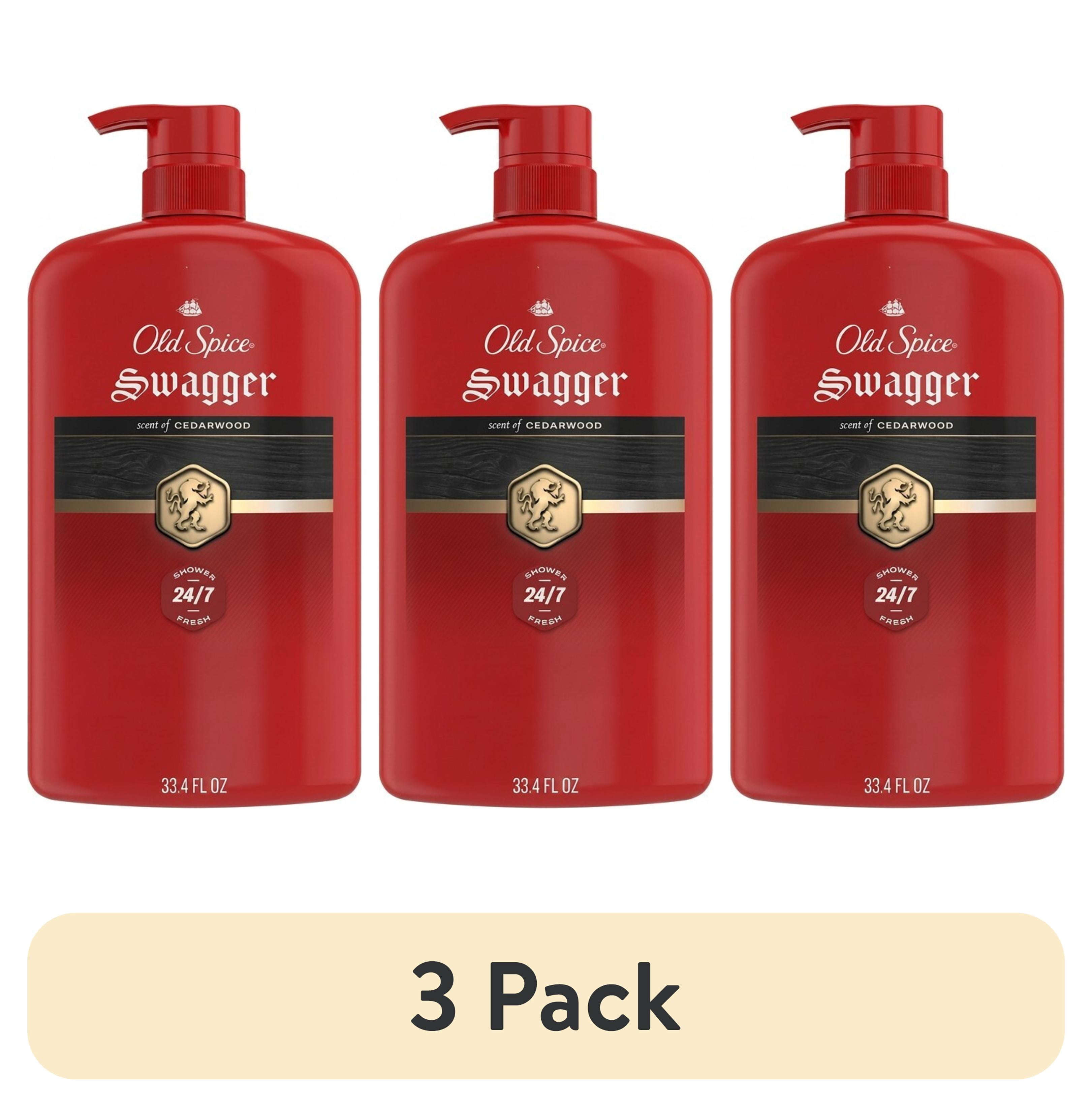 (3 pack) Old Spice Red Collection Body Wash for Men, Swagger Scent, Shower Fresh, Lasting Scent, 33.4 fl oz