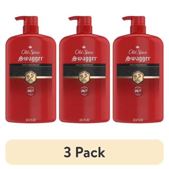 (3 pack) Old Spice Red Collection Body Wash for Men, Swagger Scent, Shower Fresh, Lasting Scent, 33.4 fl oz