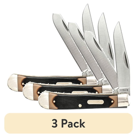 (3 pack) Old Timer Pal and Trapper Traditional Sawcut Handle Folding Knife Combo Pack