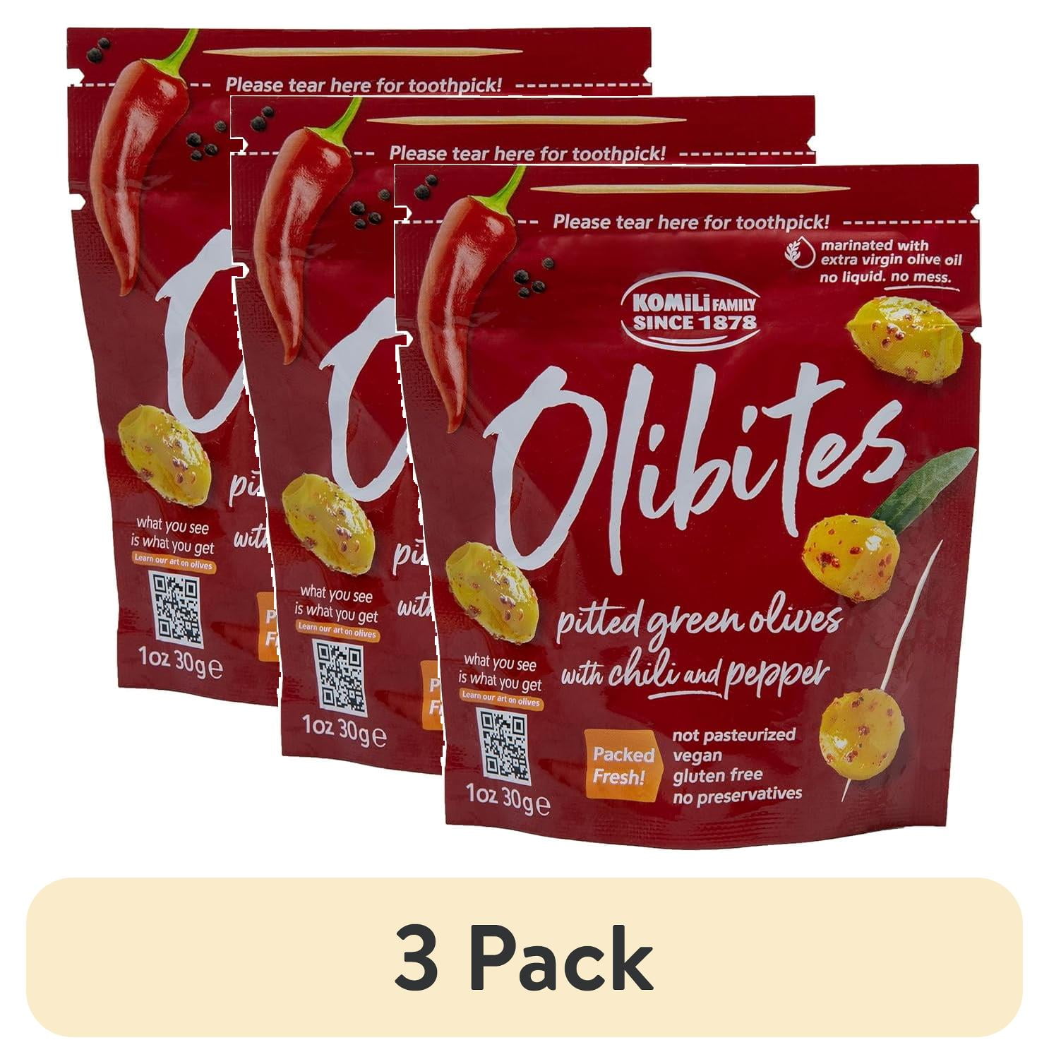 Olibites Pitted Green Olives with Chili Pepper - Liquid Free