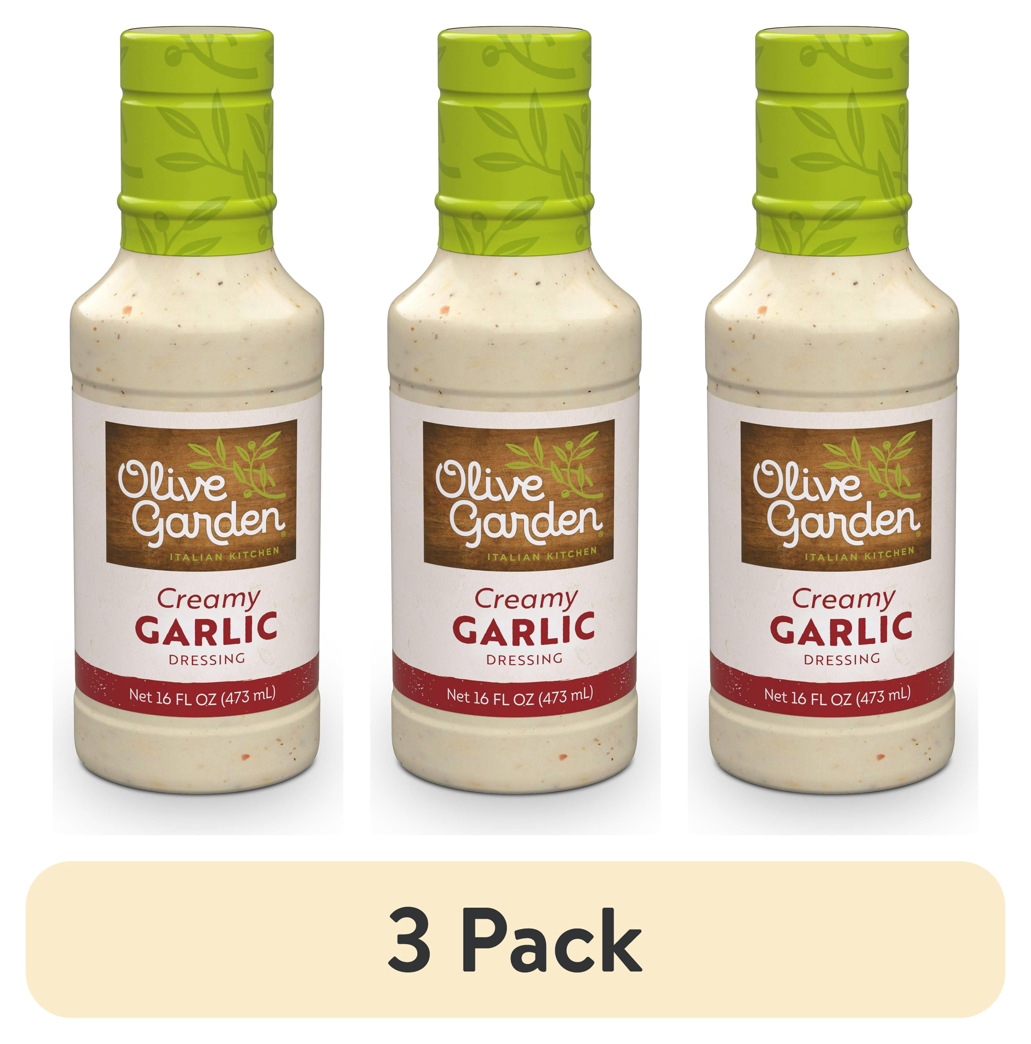 (3 pack) Olive Garden Creamy Garlic Dressing, 16 fl. oz. Bottle