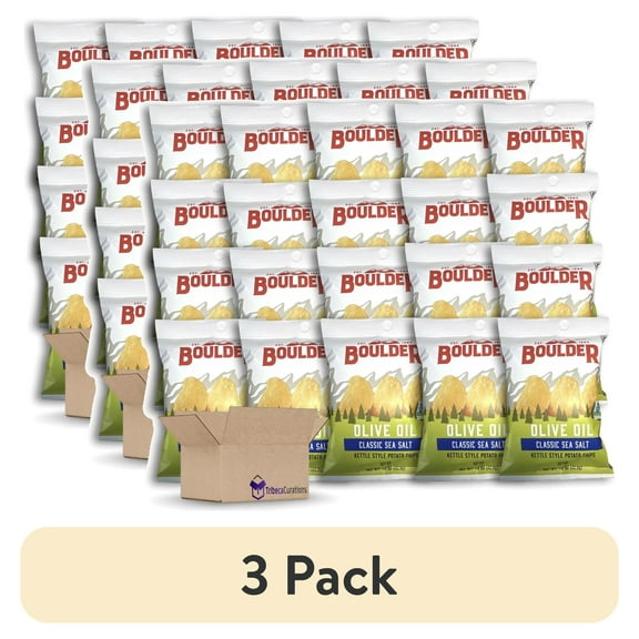 (3 pack) Olive Oil Potato Chips from Boulder Value Bundle | 20 Bags (Olive Oil)