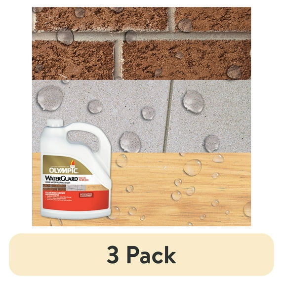(3 pack) Olympic WaterGuard 1 Gallon Clear Multi-Surface Exterior Waterproofing Sealer