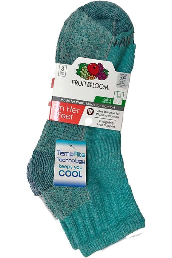 3 pack On Her Feet Poly Crew Socks (blue - ankle, 4-10)