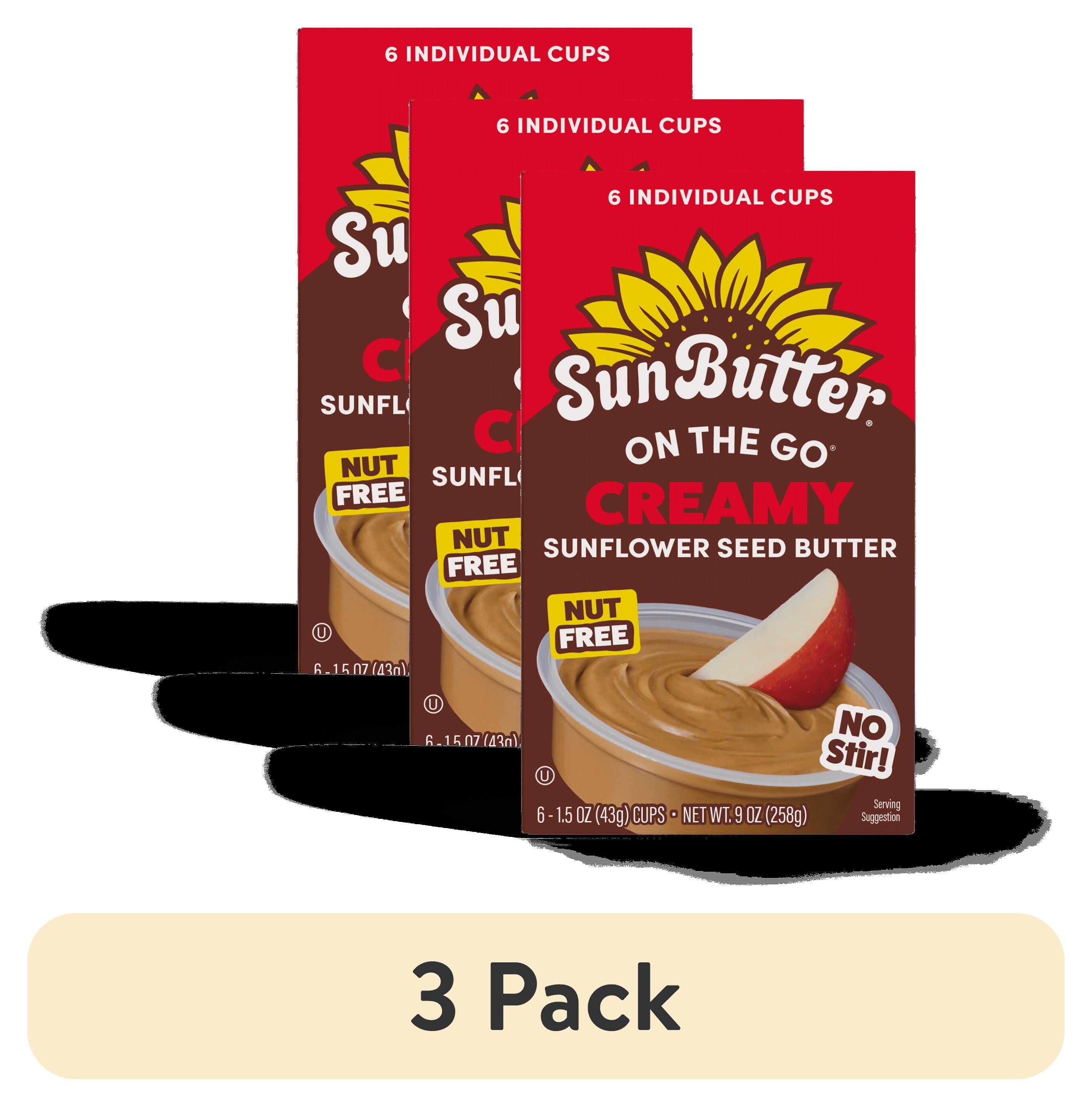 (3 pack) On The Go SunButter, Sunflower Seed Butter, Creamy, 1.5 oz, 6 Ct