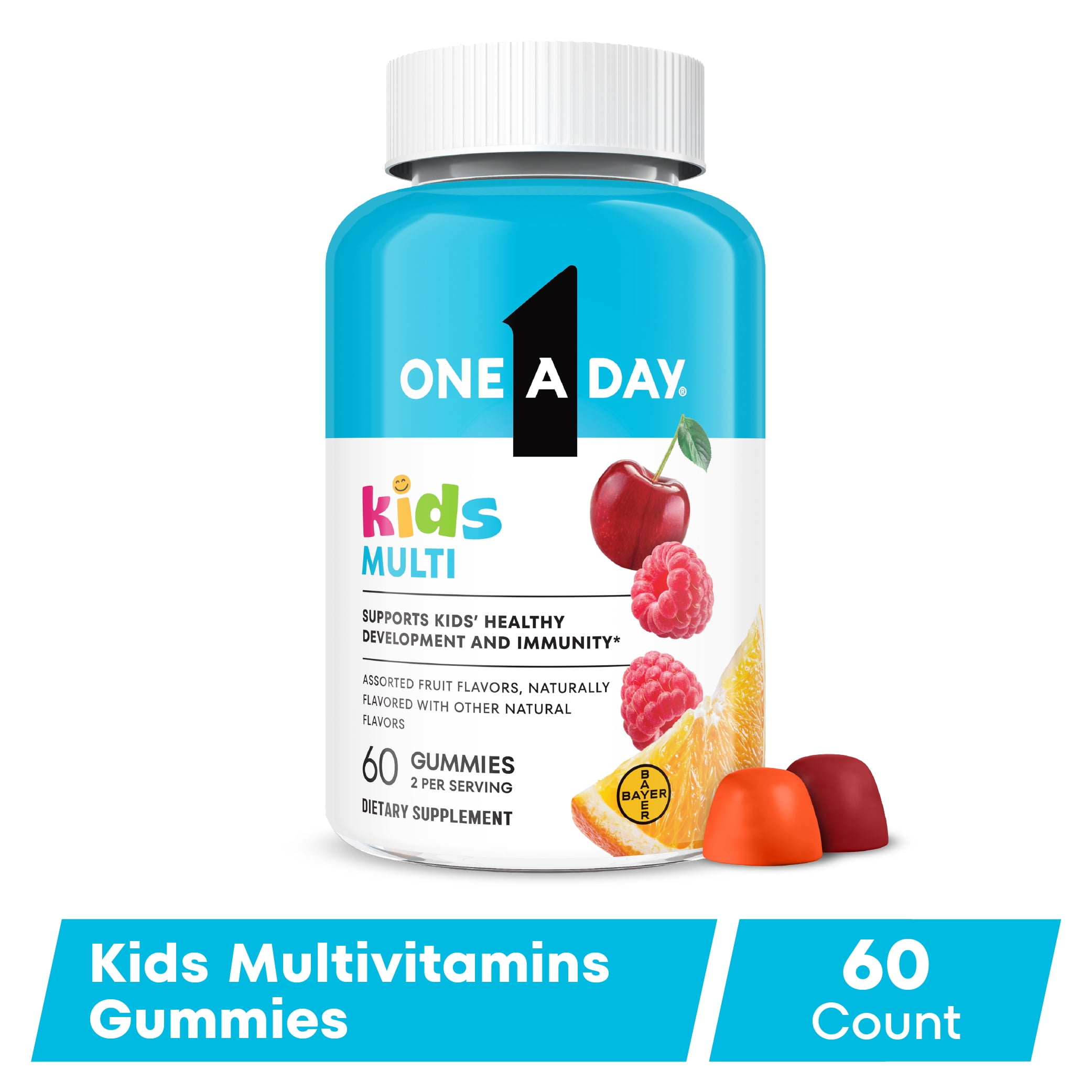 (3 pack) One A Day Kids Multivitamins Gummies with Vitamin C, D, E & Zinc for Immune Support, Assorted Fruit Flavors, 60 Count