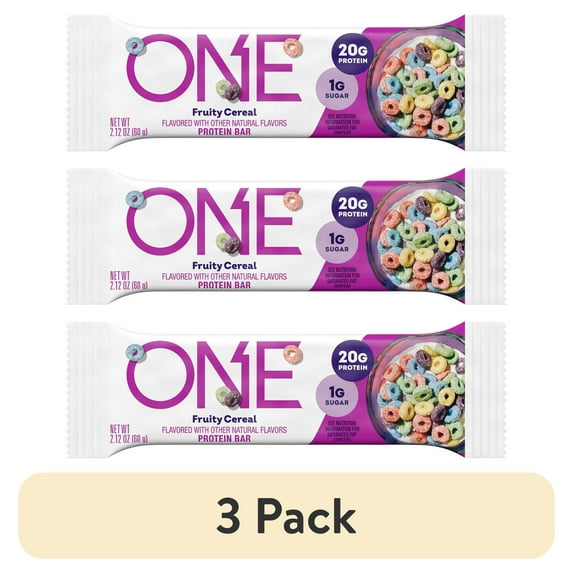(3 pack) ONE Brands Fruity Cereal Flavored Protein Bar, 20g Protein, 2.12 oz