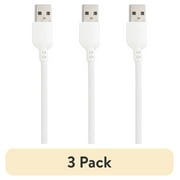 (3 pack) onn 10ft Lightning to USB-A Charging Cable, MFI Certified, White, Compatible with iPhone and iPad