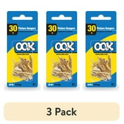 3 pack Ook Picture Hangers, 30 lbs, for Drywall and Wood, Steel, Brass Finish, Gold, 6 pack