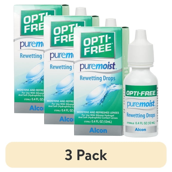 (3 pack) Opti-Free Puremoist Rewetting Eye Drops for use as needed throughout the day, 0.4 fl. oz.
