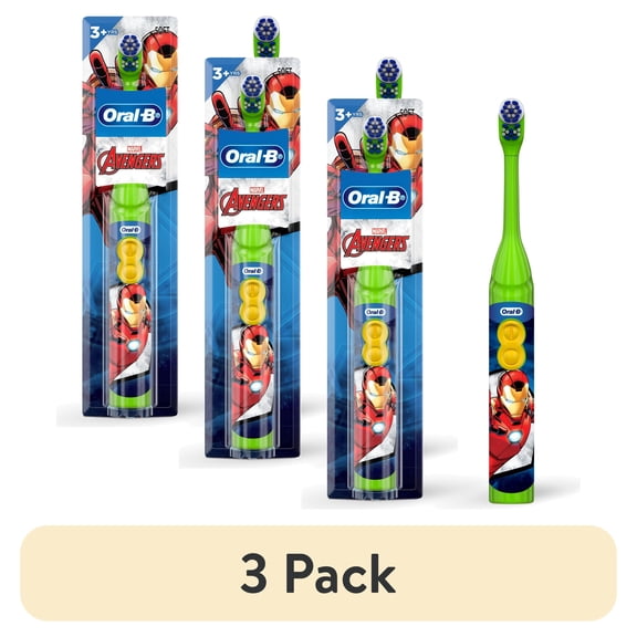 (3 pack) Oral-B Kid's Battery Toothbrush featuring Marvel's Avengers, Soft Bristles, for Kids 3+