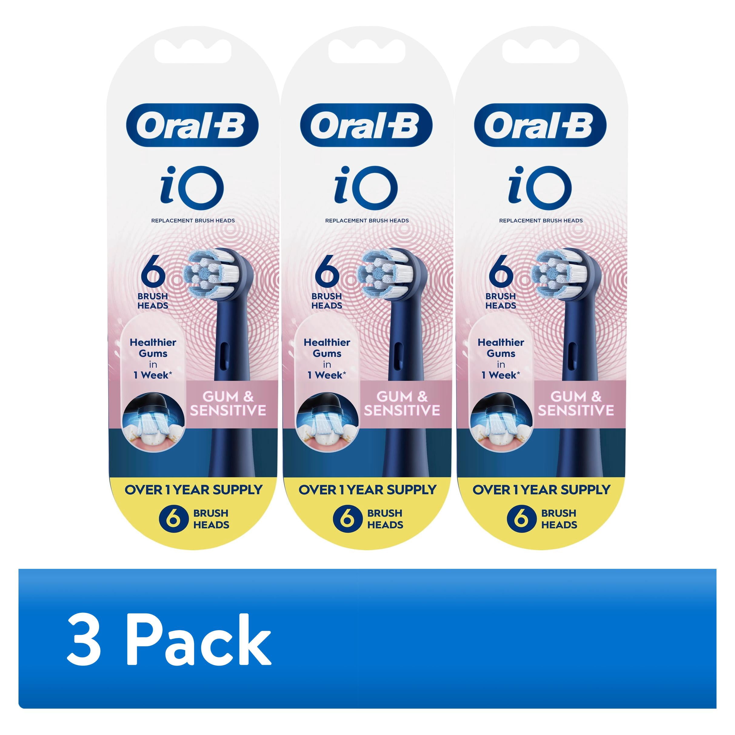 (3 pack) Oral-B iO Gum & Sensitive Replacement Heads, Electric Toothbrush Brush Heads, Black, 6 Count